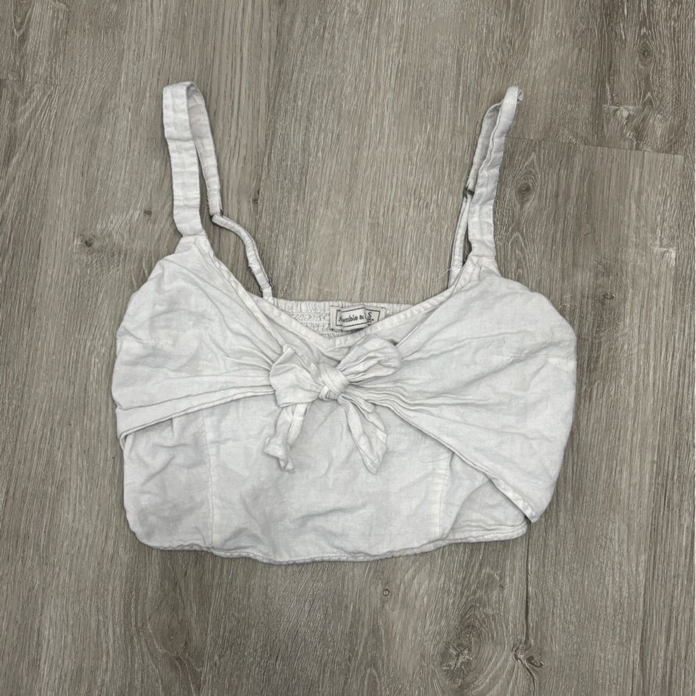 Abercrombie & Fitch Women’s White Bow Top